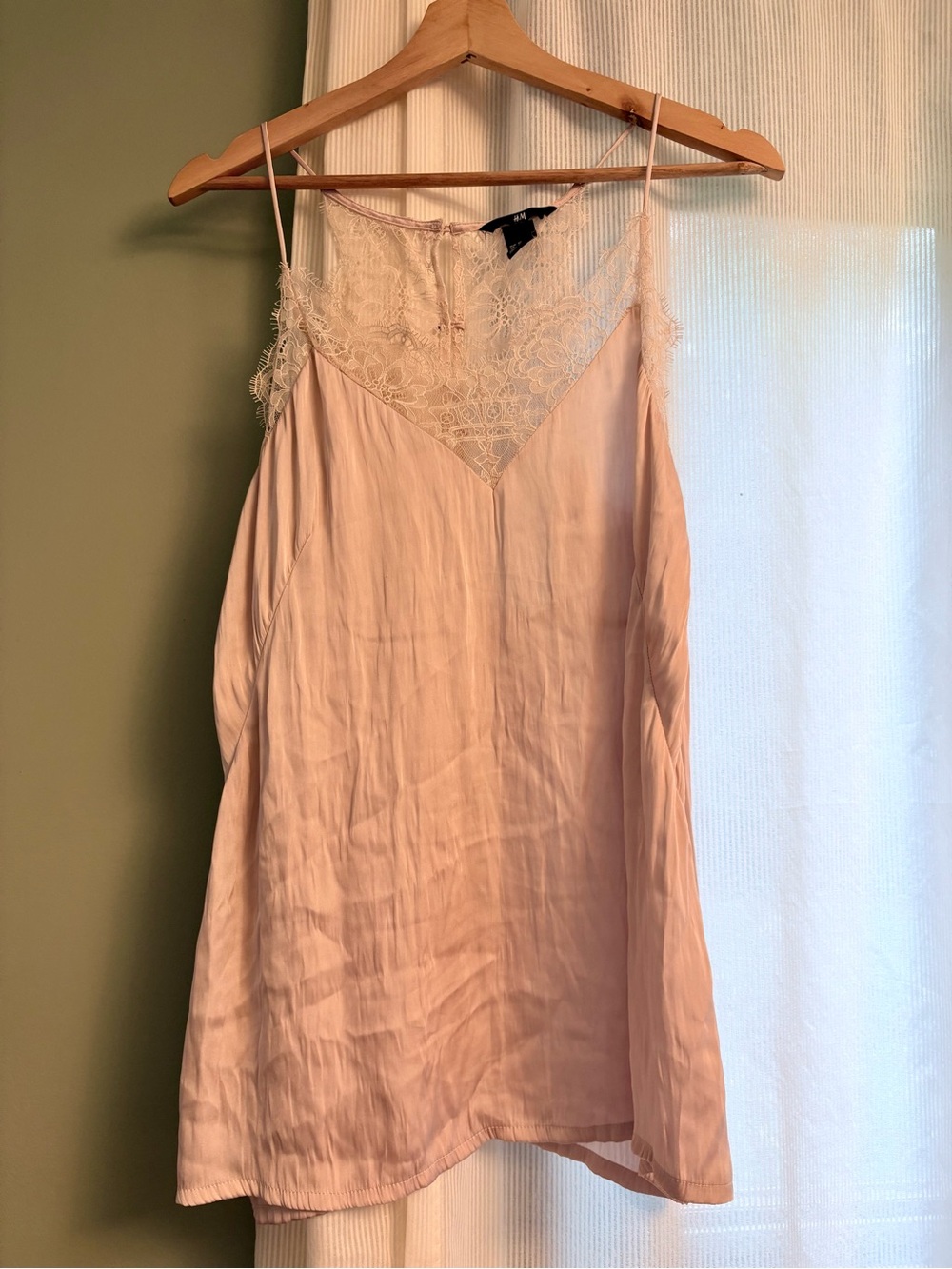 H&M Blush Lace-Trim Slip Dress